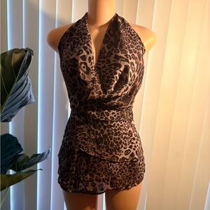 Leopard Print Halter Dress